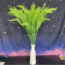 2Pcs Garden Wind Simulation Plant Rice Ear Fake Rice, Artificial Grass Seedlings Plastic Rice Ear Golden And Green, Long 5 Forks Rice Ear Barley, Wheat Bouquet Props, Suitable For Outdoor Decoration - Yellow - View 4
