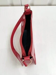 Culoare solidă, simplă și minimalistă, lucioasă la modă, drăguță și atmosferică geantă de umăr