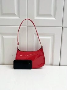 Culoare solidă, simplă și minimalistă, lucioasă la modă, drăguță și atmosferică geantă de umăr