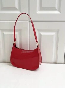 Culoare solidă, simplă și minimalistă, lucioasă la modă, drăguță și atmosferică geantă de umăr