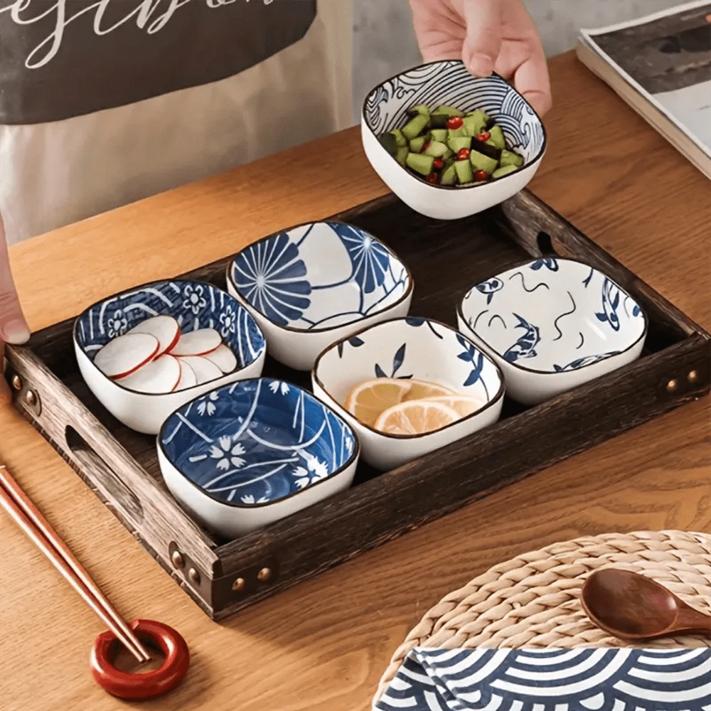 Set Of 6 Vintage Japanese Style Ceramic Snack Sauce Dishes For Hot Pot