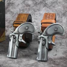 3.7cm Wide Revolver Buckle Western Cowboy Style Bull Head Belt Buckle For Men And Women, Smooth Buckle With Pattern Print And Round Hole Design Halloween Summer, School Fall, Autumn, Halloween - Multicolor - View 12