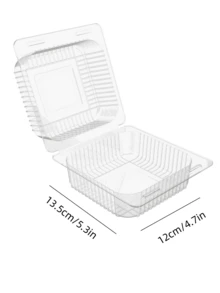 50pcs/100pcs Transparent Packaging Box, Portable Takeaway Plastic Container, Clamshell Dessert Container, Stackable, Square Flip Food Box, Food Container, Multi-Purpose Leak Proof Packaging Box, For Salads, Sandwiches, Hamburgers, Cakes, Desserts, Can Be Used In Kitchens, Restaurants, Cake Shops - White - View 6