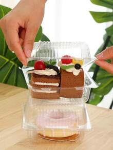 50pcs/100pcs Transparent Packaging Box, Portable Takeaway Plastic Container, Clamshell Dessert Container, Stackable, Square Flip Food Box, Food Container, Multi-Purpose Leak Proof Packaging Box, For Salads, Sandwiches, Hamburgers, Cakes, Desserts, Can Be Used In Kitchens, Restaurants, Cake Shops - White - View 5
