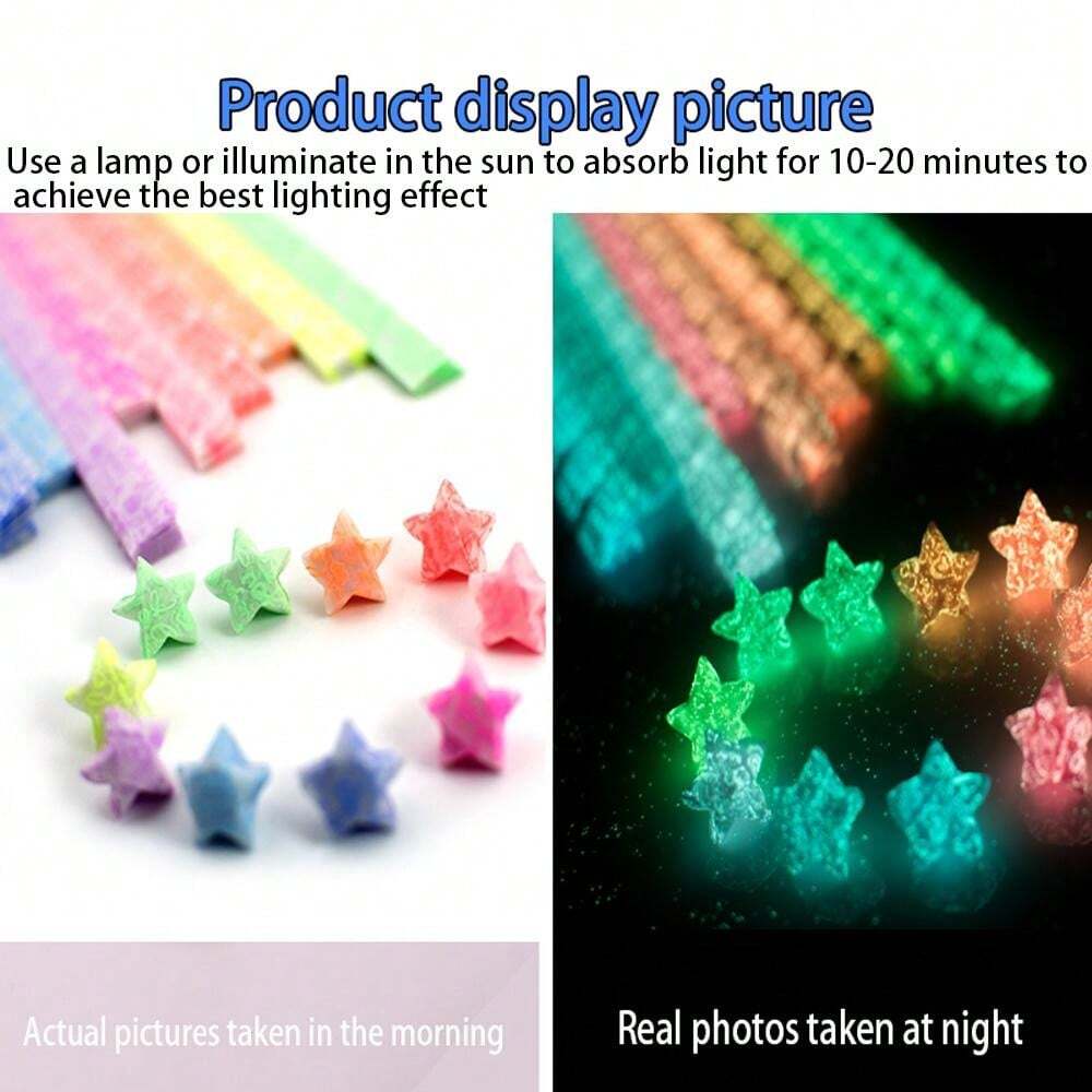 600 Sheets Of Noctilucent Star Origami Strips, With Two Different Design Styles, Can Handwriting