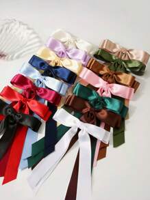 10 Pcs Random Color French Vintage Large Bow Hair Clips, Elegant Metallic Hair Bows Hair Accessories Value Pack, For Birthday Parties, Fancy Dress, And Daily Use,Hair Barrettes Claw Clips, School Stuff, Head Accessories, Hairpin,Summer,Holiday,Travel,Festival,Party - Multicolor - View 2