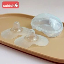 SAIDAH 2 piezas Protectores de pezones de silicona con forma de mariposa para alimentación de la madre lactante, cubierta de pezones suave con estuche de PP