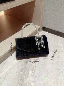 Bolsa de noite elegante com design de borla de strass brilhante para mulheres, bolsa de festa luxuosa, bolsa de vestido formal, bolsa de noiva tready, perfeita para festa, casamento, baile de formatura, jantar/banquete, combinando com vestido de noiva, vestidos formais, vestido de baile, vestido de aniversário, vestido de festa, combinando perfeitamente com roupa de ano novo, combinando perfeitamente com vestidos de festa para mulheres, itens essenciais para casamento, combinando perfeitamente com vestido de formatura, vestidos de baile