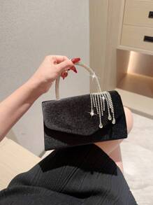 Bolsa de noite elegante com design de borla de strass brilhante para mulheres, bolsa de festa luxuosa, bolsa de vestido formal, bolsa de noiva tready, perfeita para festa, casamento, baile de formatura, jantar/banquete, combinando com vestido de noiva, vestidos formais, vestido de baile, vestido de aniversário, vestido de festa, combinando perfeitamente com roupa de ano novo, combinando perfeitamente com vestidos de festa para mulheres, itens essenciais para casamento, combinando perfeitamente com vestido de formatura, vestidos de baile