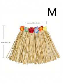 1pc Stylish Hawaiian Raffia Grass Skirt For Festive Parties And Performances, Raffia Grass Skirt Hawaiin Attire Hawaiian Outfits Luau Party Clothes Hula Accessories Hawaii Party Straw Skirt Tropical Party Accessories Decorative Straw Dress Grass Skirts Dress - Beige - View 5