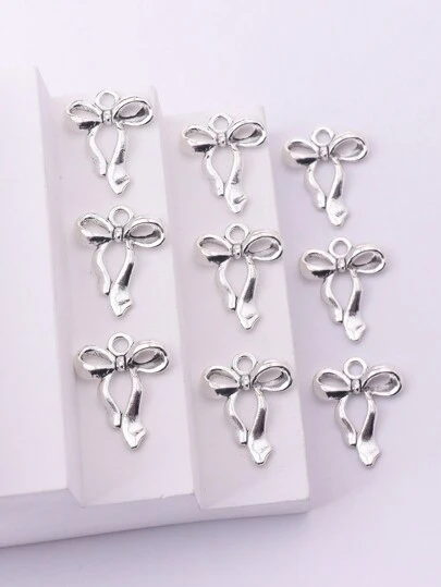12pcs Fashionable 3D Zinc Alloy Electroplated Vintage Bowknot Pendant Set For Women, Including Earrings, Necklace, Headband, Keychain, Bag Hook, Semi-Finished Pendant And DIY Jewelry Making Accessories Valentines