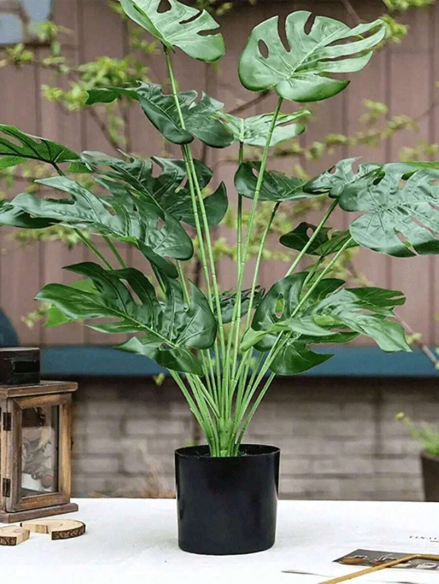 1 cây nhân tạo 9/18 lá, cao 13/22/29 inch, có thân, thiết kế hình cây cọ và mai rùa bằng tre sống động, hoàn hảo cho rừng rậm, bãi biển, tiệc Hawaii, vườn nhà và văn phòng không cần chậu, ngày lễ tình nhân, quà tặng