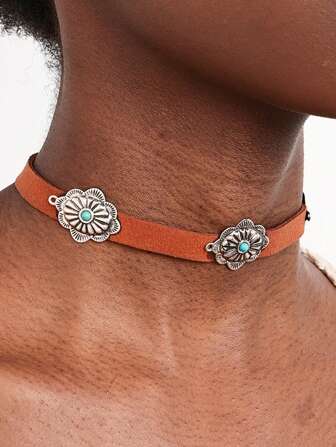 新款复古choker颈圈，搭配新中式圆珠，可叠戴，采用独特设计的中式花盘绿松石颈圈
