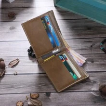 1pc Custom Photo Wallet, Christmas Gifts For Father/Grandfather/Husband/Boyfriend, Thanksgiving Gifts, New Year's Gifts,Personalized Men Wallet, Birthday Gift For Dad, Personalized Father's Day Gift, Papa Gift - Apricot - View 2