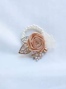 1 Stück Elegante Champagnerfarbe Koreanische Stil Braut Handgelenk Blume Hochzeit Accessoire Brautjungfern Schwester Gruppe Hochzeitsgeschenk Champagner Super Fairy Armband