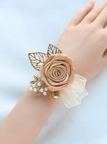 1 Stück Elegante Champagnerfarbe Koreanische Stil Braut Handgelenk Blume Hochzeit Accessoire Brautjungfern Schwester Gruppe Hochzeitsgeschenk Champagner Super Fairy Armband
