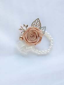 1 Stück Elegante Champagnerfarbe Koreanische Stil Braut Handgelenk Blume Hochzeit Accessoire Brautjungfern Schwester Gruppe Hochzeitsgeschenk Champagner Super Fairy Armband