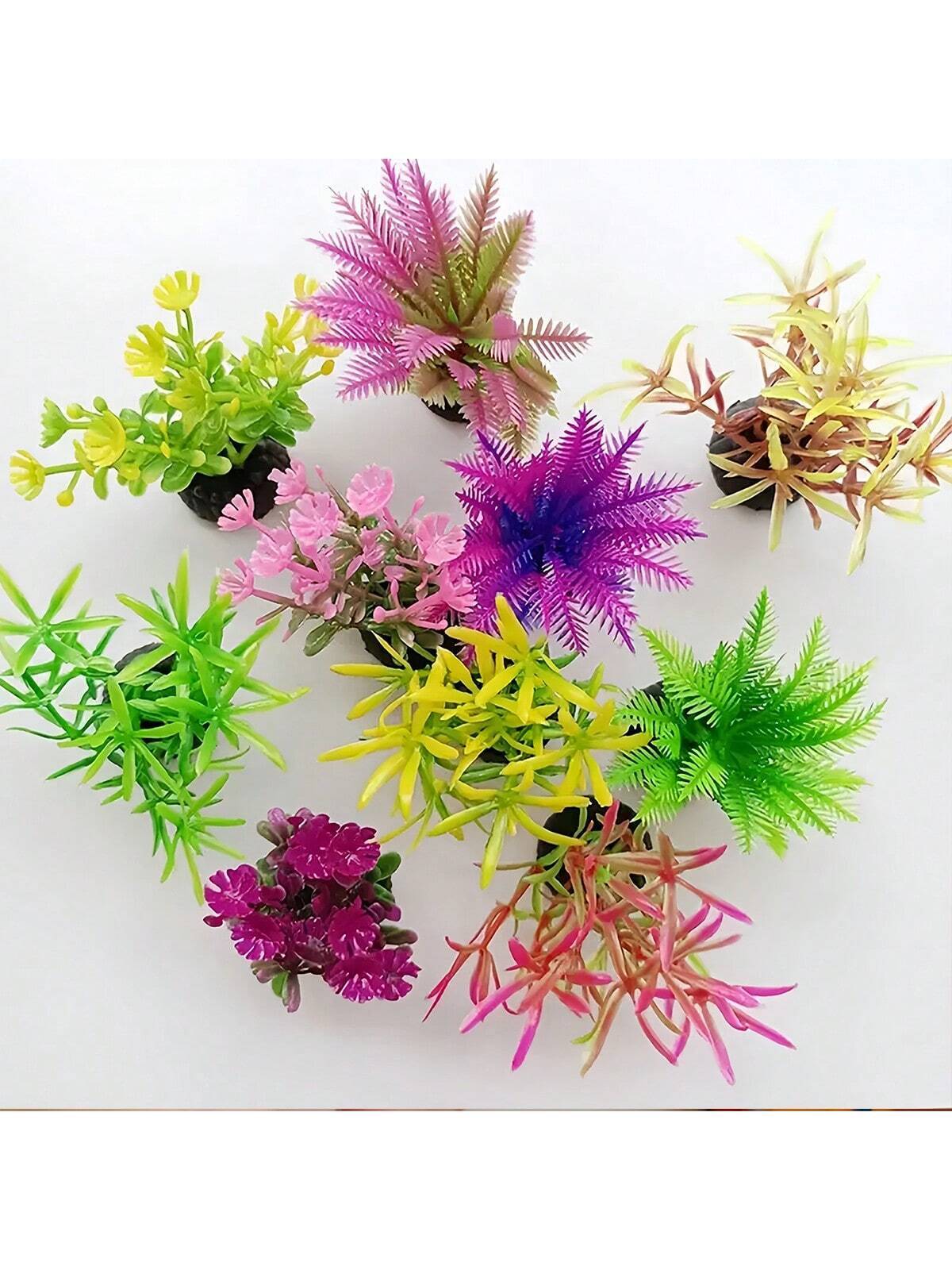 5/10pcs نباتات مياه البحر الاصطناعية العشوائية ، عشب محاكاة مائية من البلاستي | مقاس: خمسة عناصر