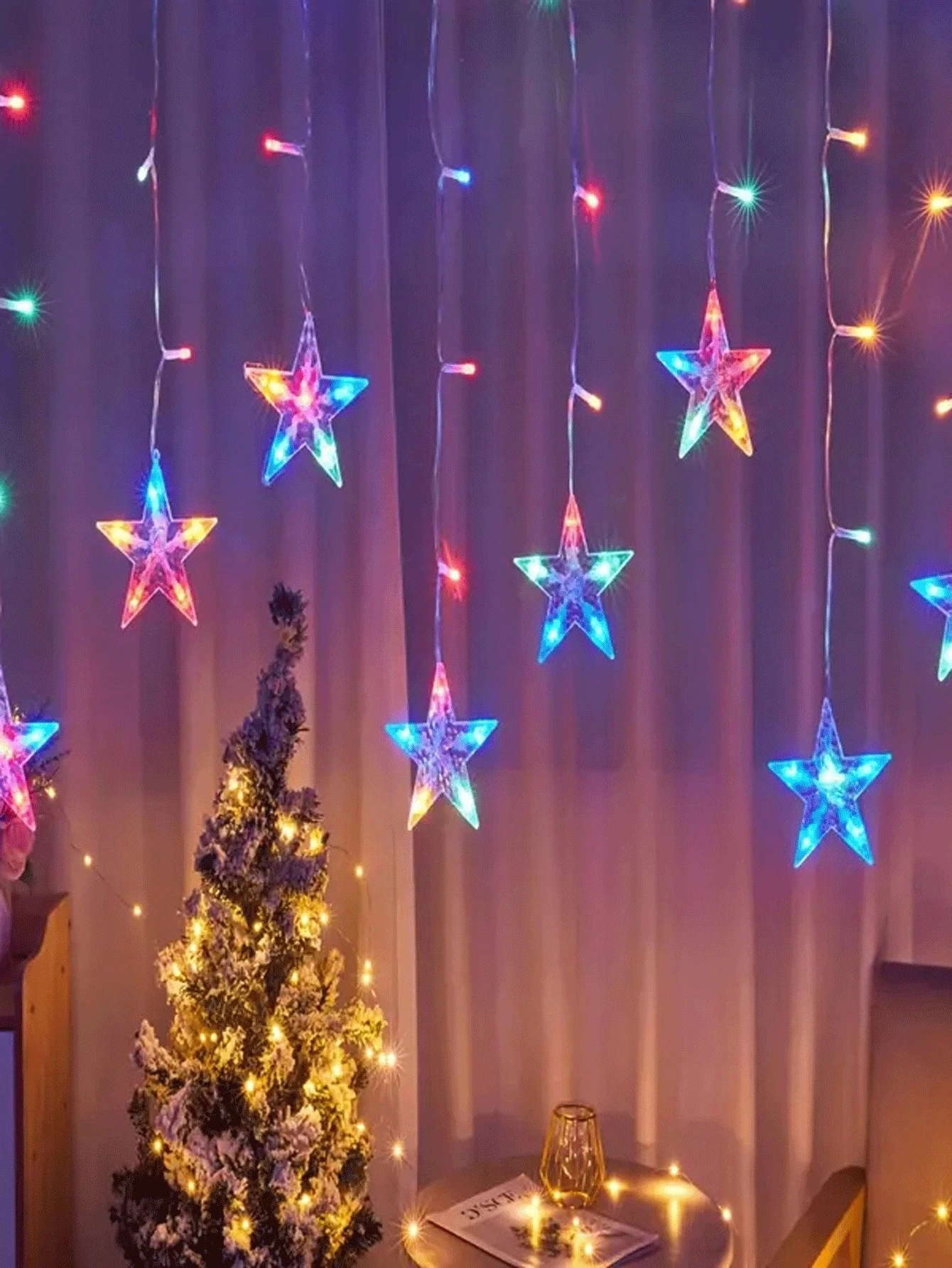1 peça Luz de Cortina de Estrela LED, Decoração e Iluminador Interno ...