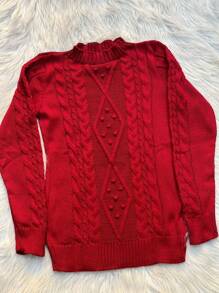 Plus Size Knit Tops - Red - View 2