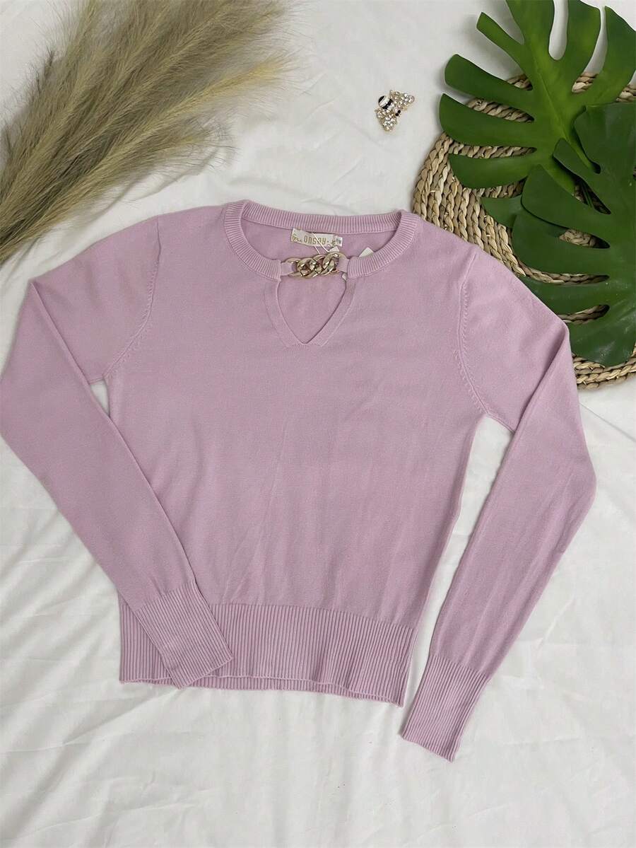 Women Knit Tops - 淺粉色 - 查看 1