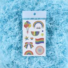 五張閃亮彩虹暫時性紋身貼紙，適用於遊行、體育活動、彩虹主題派對，防水 - 彩色 - 查看 9