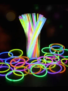 1 Set/100pcs Fluorescent Glow Stick Bracelets, 100 Glow Stick For Concerts, Glow Bracelet Toy Bangle, DIY Glow Stick, Suitable For Playing With Imagination And Creating Varieties Of Shapes In Party Place. - Multicolor - View 4