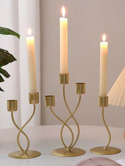 1个奢华金色烛台，复古烛光晚餐道具，简约浪漫家居餐桌装饰，节日装饰，派对装饰，家居装饰，卧室装饰，生日/毕业礼物