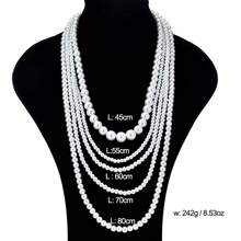 Stylish Multi-Layered Faux Pearl Necklace - Silver Plated Women's Jewelry