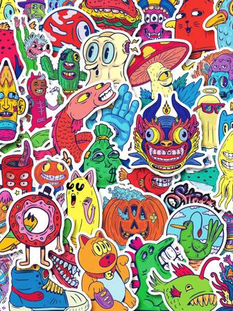 50pcs Monster Cartoon Stickers,Funny Waterproof Decals For Laptop, Cute Monster Stickers For Water Bottles,Car,Guitar, Christmas Decoration Back To School