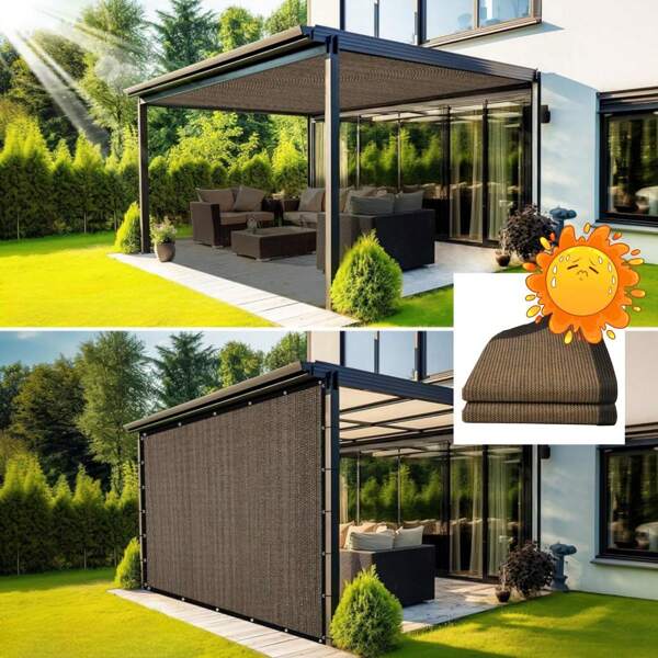 1 Stück/1m/2m/3m/Vier Jahreszeiten Verdicktes [Beige/Kaffee] UV-resistentes Sonnensegel - Garten Sonnenschutz Netzabdeckung mit Ösen, geeignet für Außenpavillons, Hofdecks, Pflanzengewächshäuser, Hühnerställe, Schwimmbäder, Innenfenster, Tierresidenzen, Autoschattierung