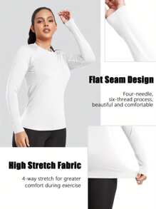 TELALEO Women's Solid Color Sporty Long Sleeves T-Shirt  Round Neck Mid-Stretch Fitness Top
