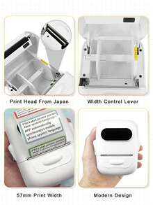 Máy in nhiệt nhãn không mực mini màu xanh đi kèm với một cuộn giấy nhãn khoảng cách màu trắng 40 * 30 mm, Máy tạo nhãn kết nối không dây cầm tay di động Ứng dụng di động được điều chỉnh cho Android và iOS - Màu xanh lam - Xem 7