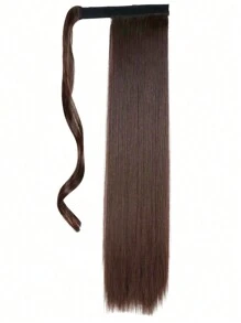 長直發假髮片馬尾辮合成女馬尾接發 - 棕色 - 查看 5