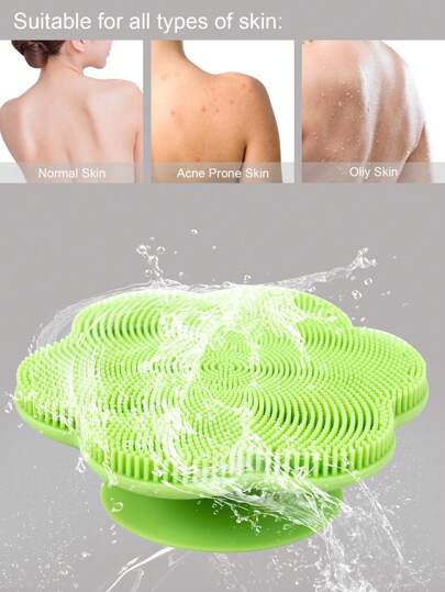 1 pièce Brosse de bain en silicone, brosse de bain en forme de fleur en silicone, brosse de nettoyage du visage, brosse de massage exfoliante, produit une mousse plus riche, unisexe, brosse loofah, convient aux peaux sensibles, femmes et hommes, tous types de peau, nettoyant pour pinceaux de maquillage, produits de soins de la peau, cadeau de spa (rose, vert, jaune)