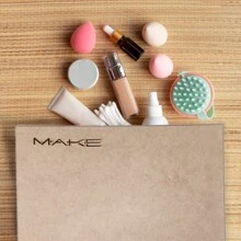 Caixa  Organizadora Maquiagem e Cosméticos em Madeira C/ Tampa para Armazenamento de Produtos Banheiro Decorada Com Detalhes