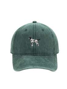 Street 1pc Unisex Distressed Washed Baseball Cap With Dog Embroidery, Sun Protection Adjustable Outdoor Travel Hat - Multicolor - View 3