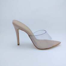 Tamanco Salto Alto Feminino Transparente Sato 10cm Bico Fino Confortável Versátil Moderno Nova Coleção Exclusiva Vitória Lugo