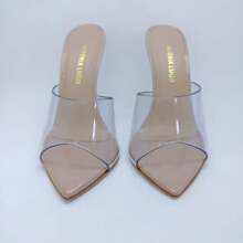 Tamanco Salto Alto Feminino Transparente Sato 10cm Bico Fino Confortável Versátil Moderno Nova Coleção Exclusiva Vitória Lugo