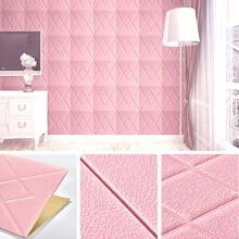 1入組70cmx70cm鑽石圖案3D壁貼，帶仿皮紋理和自粘泡沫背膠，防水/防潮/防污/防撞牆紙，適用於臥室/客廳/電視背景裝飾和家居裝修