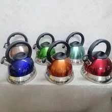 Stainless Steel Whistling Colored Kettle For Coffee And Tea, Classic And Thickened Kettle With Whistle For Boiling Water, European And American Style, Cross-Border - Olive Green - View 1