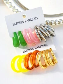 Conjunto de aretes de 12 a 20 piezas de mariposa de resina colorido y minimalista con forma de corazón y múltiples elementos metálicos perla falsa para mujeres, ideal para festivales, fiestas y citas, ideal para uso diario (colores de resina al azar)