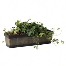 Gardenised Outdoor Indoor Rectangle Planter Box Brown Plastic 24" 18.5" For Vegetables Flowers - Brown - View 1