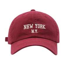 Street 1入女性簡約透氣布料字母刺繡棒球帽，適用於室外活動和日常穿著的通用司機帽 - 彩色 - 查看 9