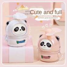 1 pieza Lindo mini ventilador de panda USB recargable, ventilador portátil para exteriores para escritorio de estudiantes