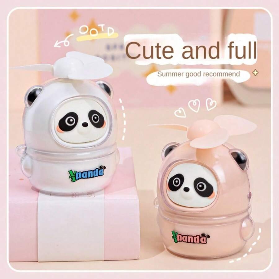 1 pieza Lindo mini ventilador de panda USB recargable, ventilador portátil para exteriores para escritorio de estudiantes