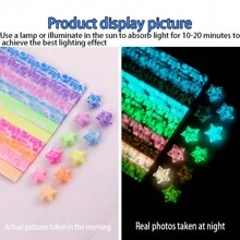 600 piezas de tiras de papel plegado con forma de estrella luminosas y de colores, decoración hecha a mano DIY, decoración para festividades, enseñanza escolar, decoraciones del dormitorio