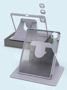 Gray-Purple 360 Degree Rotating Protective Case With Pencil Slot For IPad, Shockproof, Auto Wake/Sleep Function, Flexible Viewing Angles - Lavender Purple - View 3