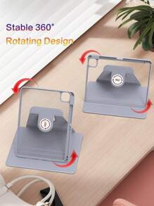 Gray-Purple 360 Degree Rotating Protective Case With Pencil Slot For IPad, Shockproof, Auto Wake/Sleep Function, Flexible Viewing Angles - Lavender Purple - View 4