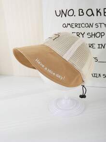 1入夏季卡通網眼小桶帽，適用於嬰兒男女通用 - 卡其色 - 查看 1